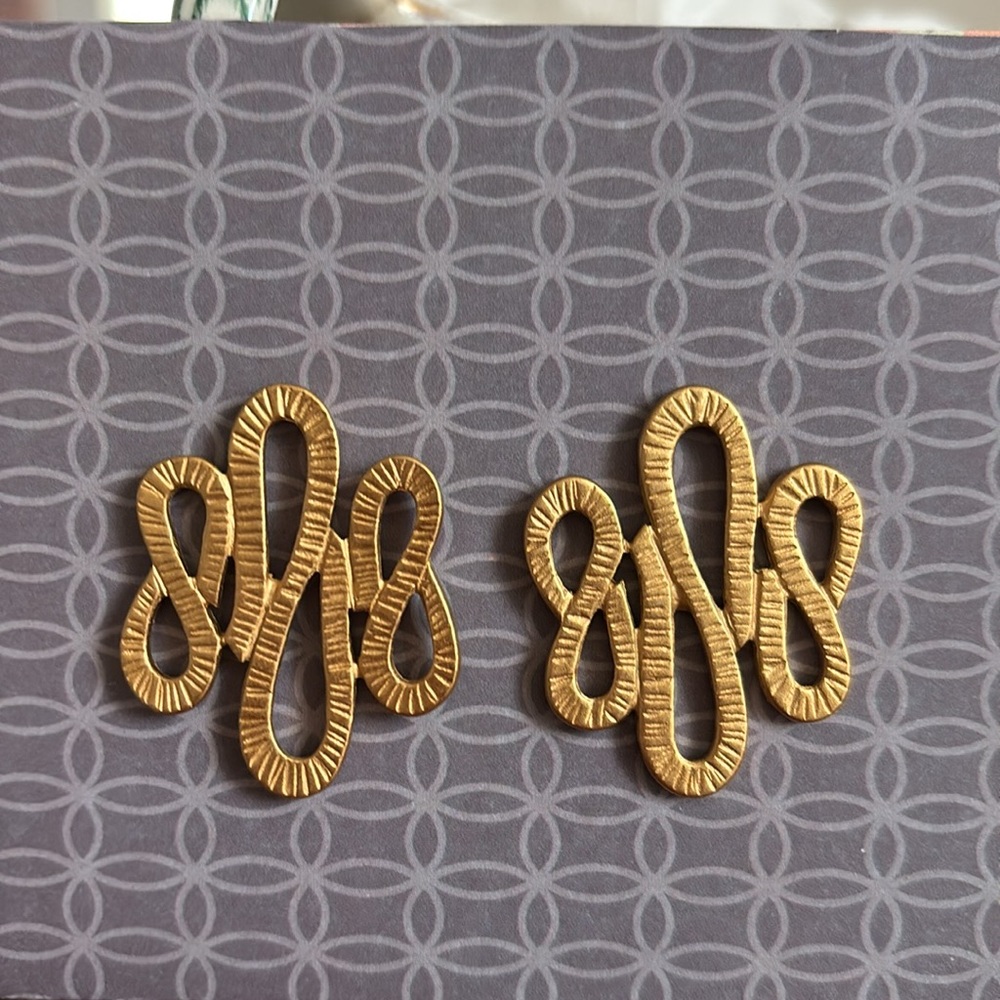 Vintage Monet snake style gold brushed post earrings